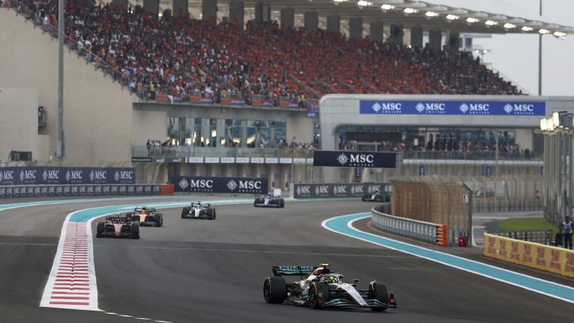 ABU DHABI, UNITED ARAB EMIRATES – NOVEMBER 20: Lewis Hamilton of Great Britain driving the (44) Mercedes AMG Petronas F1 Team W13 on track during the F1 Grand Prix of Abu Dhabi at Yas Marina Circuit on November 20, 2022 in Abu Dhabi, United Arab Emirates.
